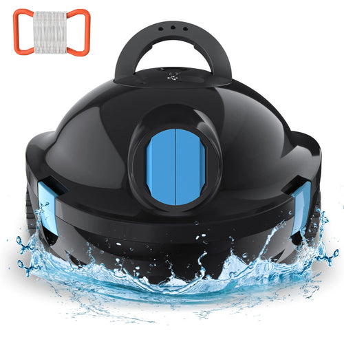 Y10 Cordless Robotic Pool Cleaner,90 Mins Runtime,Self-Parking, for Above/Inground Pools up to 65Ft/1100 Sq.Ft (Black))