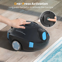 Y10 Cordless Robotic Pool Cleaner,90 Mins Runtime,Self-Parking, for Above/Inground Pools up to 65Ft/1100 Sq.Ft (Black))
