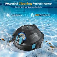 Y10 Cordless Robotic Pool Cleaner,90 Mins Runtime,Self-Parking, for Above/Inground Pools up to 65Ft/1100 Sq.Ft (Black))